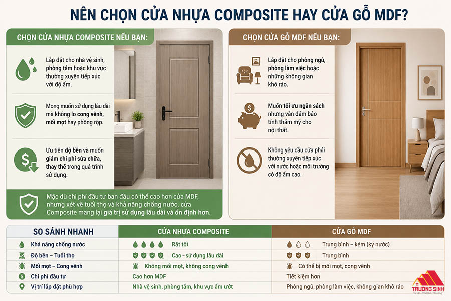 Nên chọn cửa Composite hay cửa MDF?